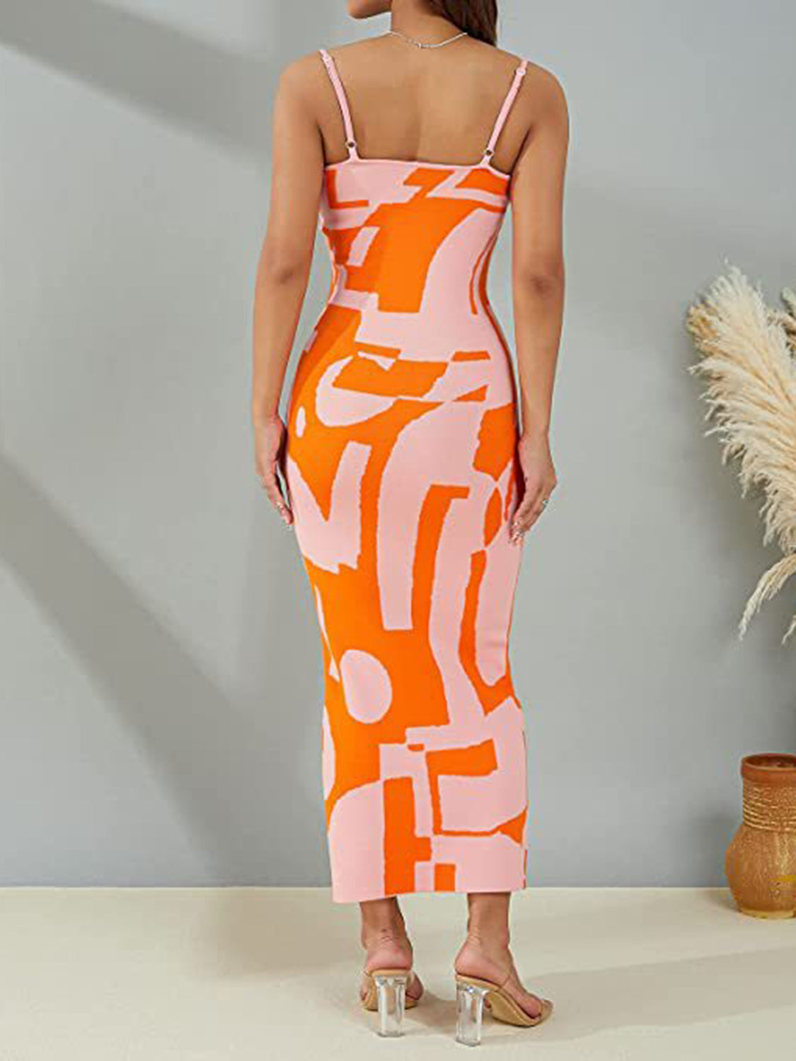 Vestido largo estampado con tirantes finos