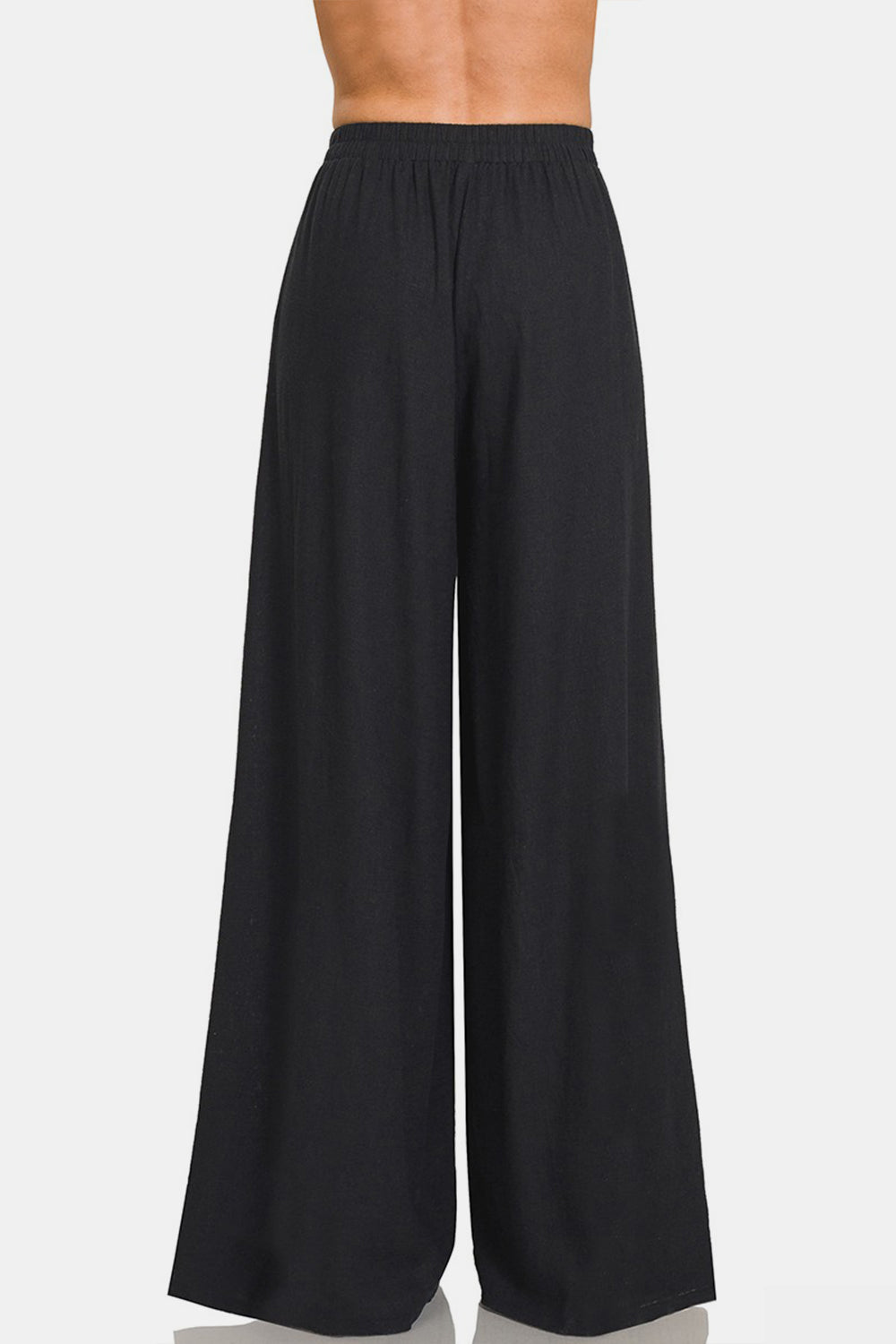 Pantalones anchos de mezcla de lino plisados ​​Zenana
