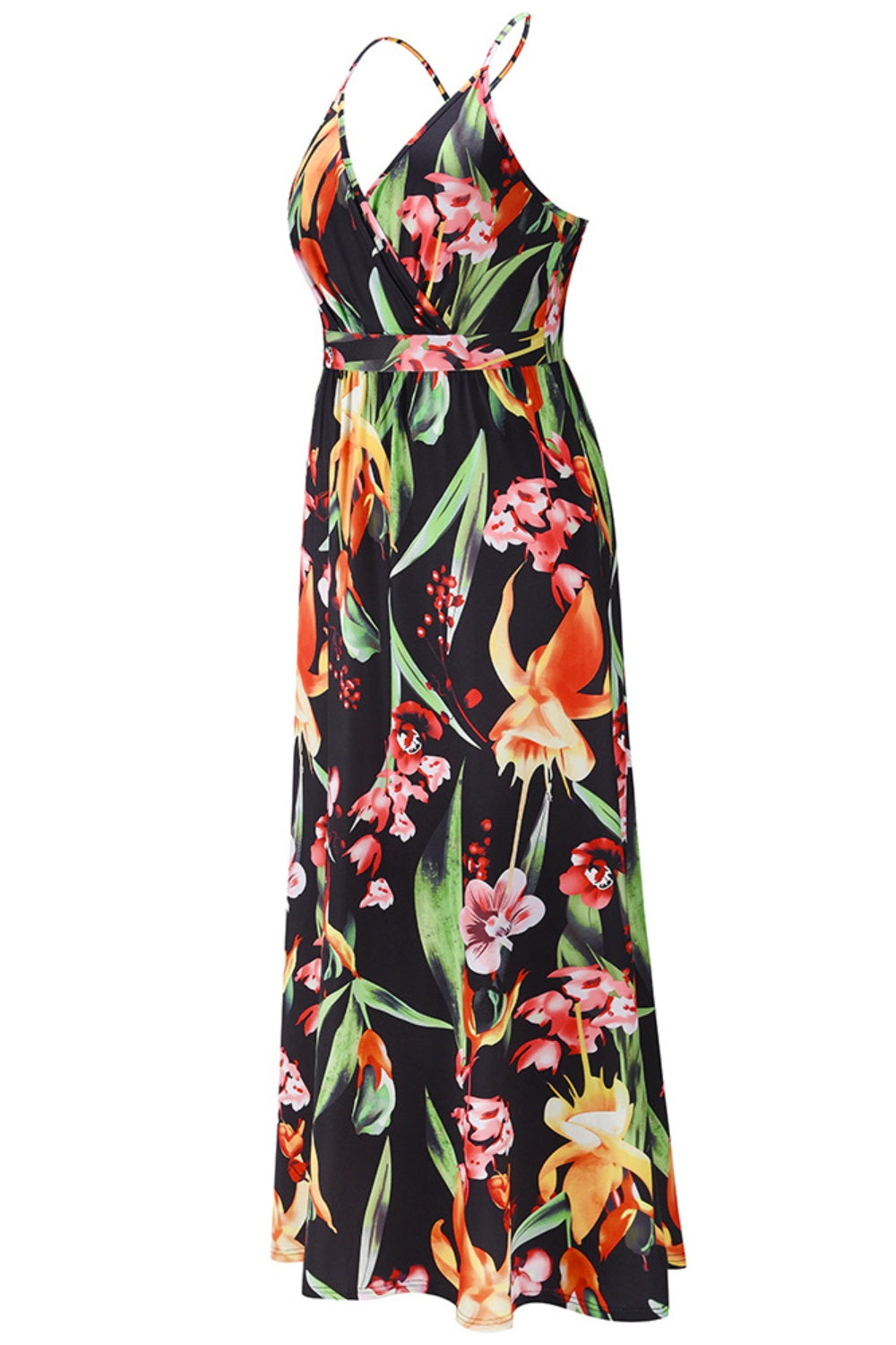 Vestido de tirantes cruzado con estampado cruzado