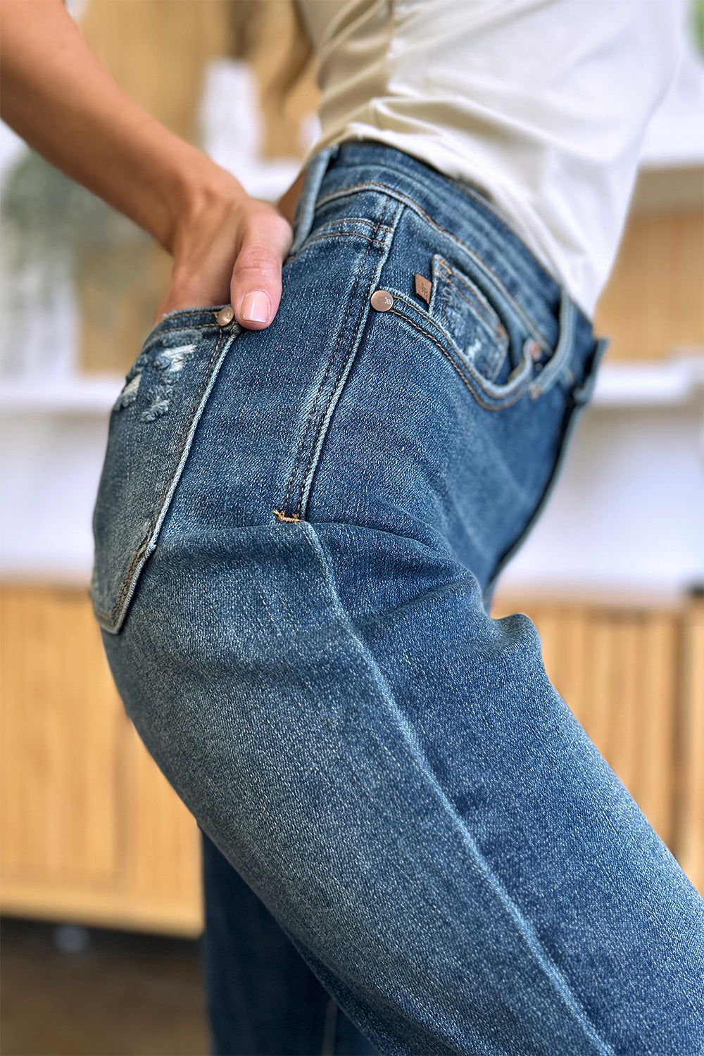 Vaqueros ajustados de cintura alta con control de abdomen de tamaño completo de Judy Blue