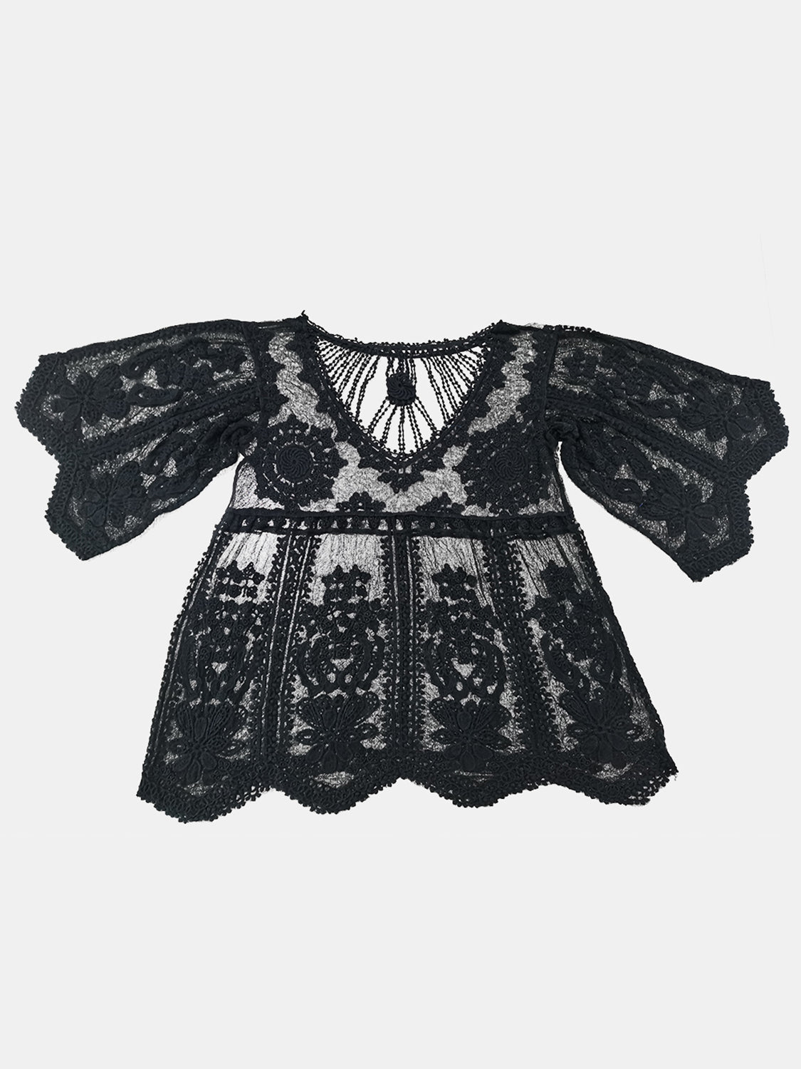 Vestido de encaje con cuello redondo