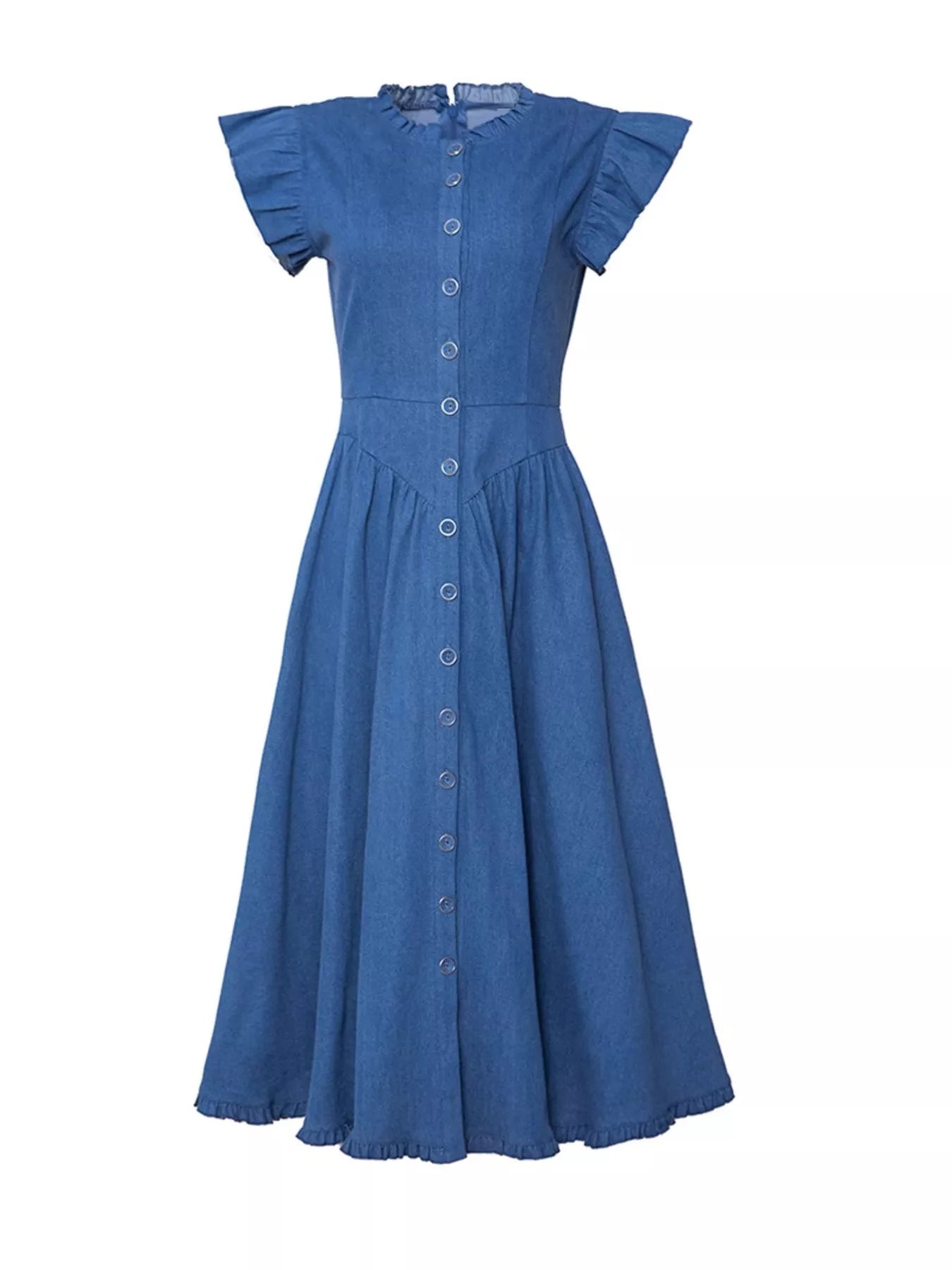 Ruffled Cap Sleeve Denim Dress – BP&J Fashion Co