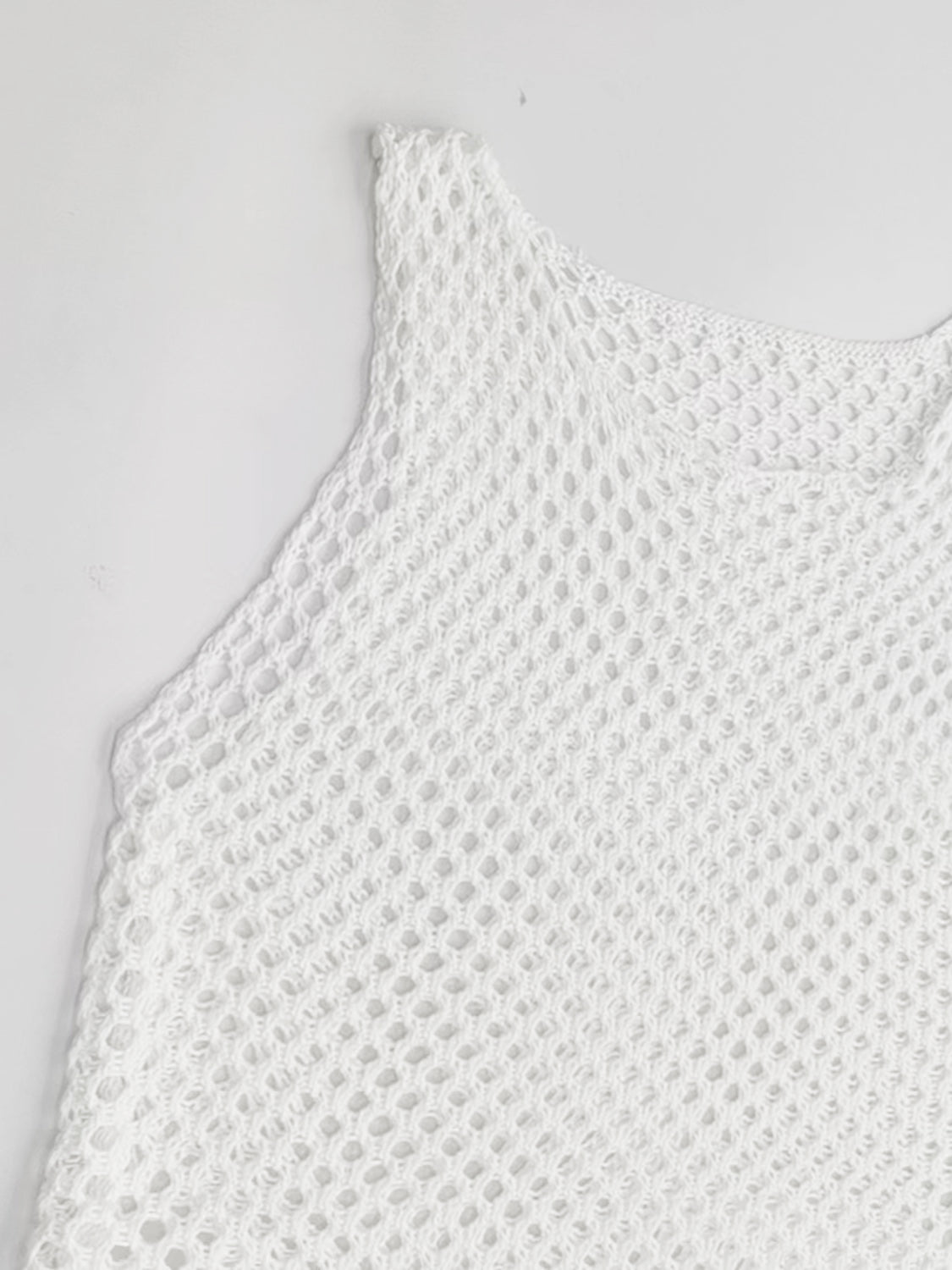 Vestido playero sin mangas con borlas y dobladillo calado