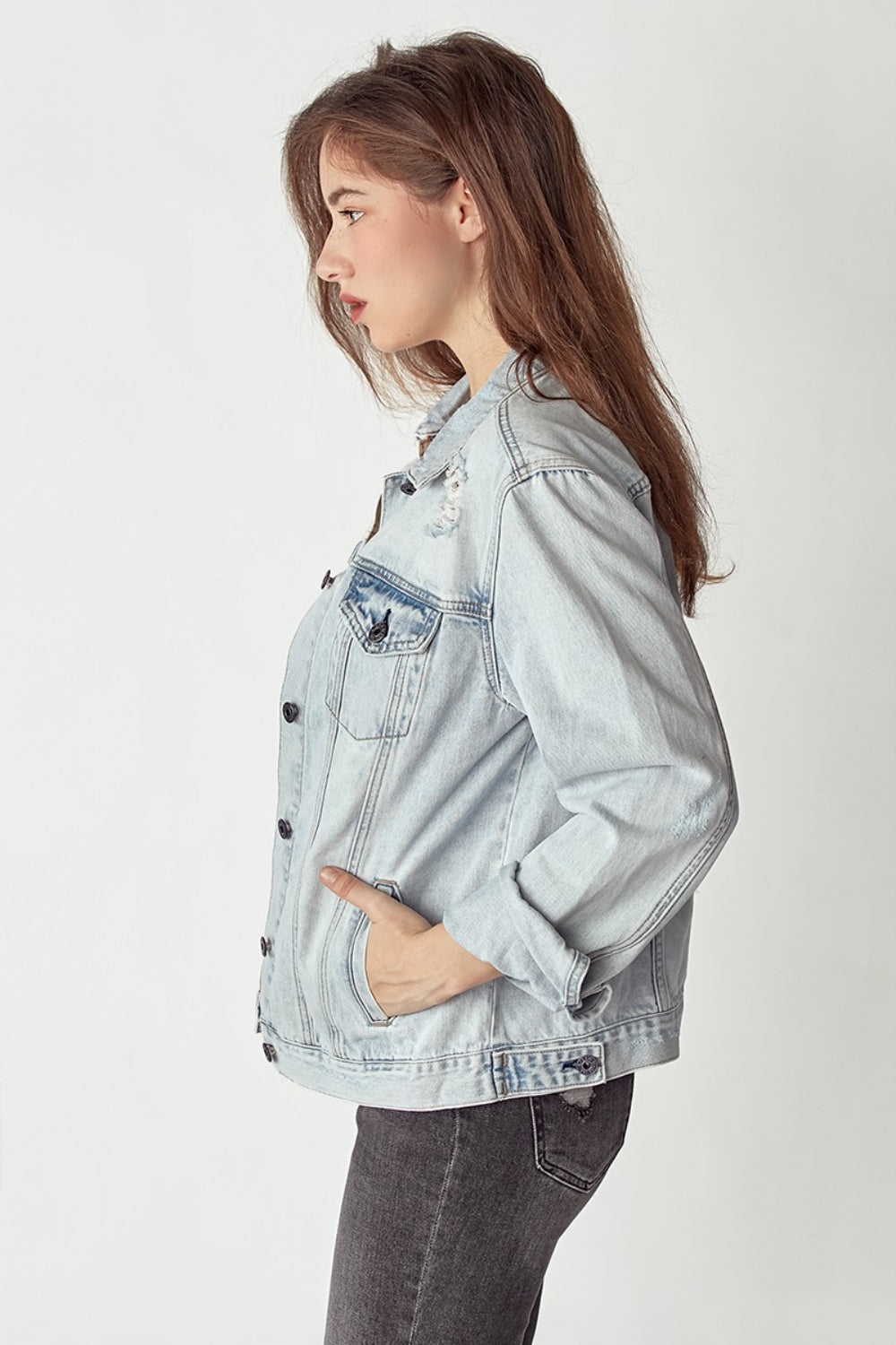 Chaqueta abotonada desgastada RISEN