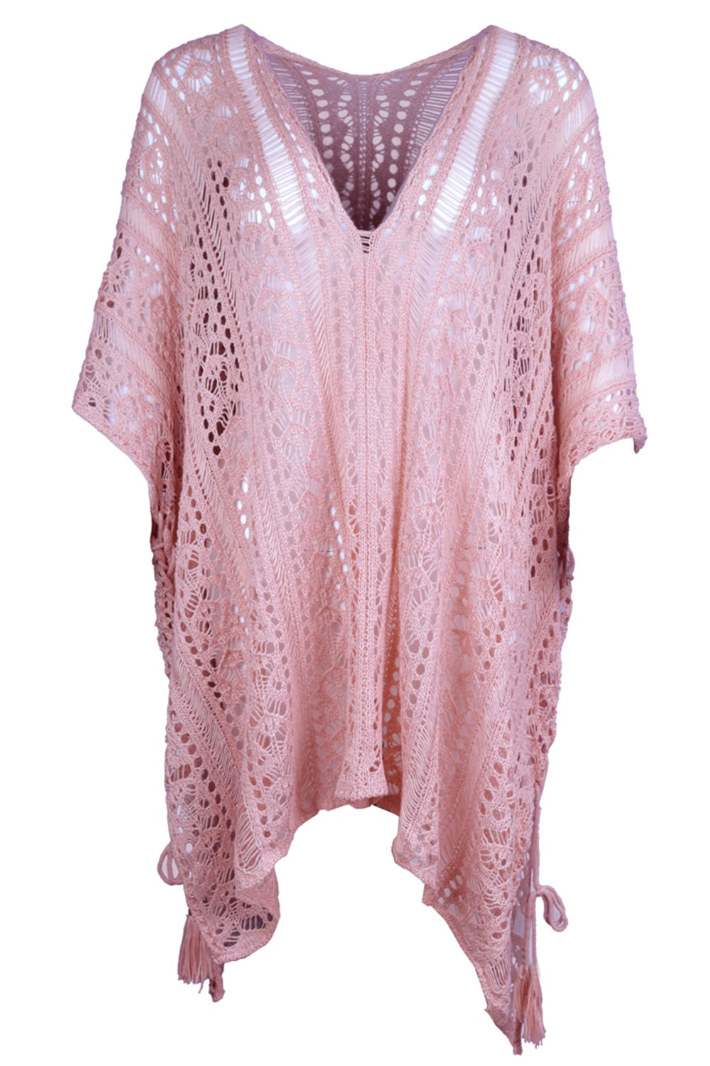Vestido playero con escote en V recortado y borla