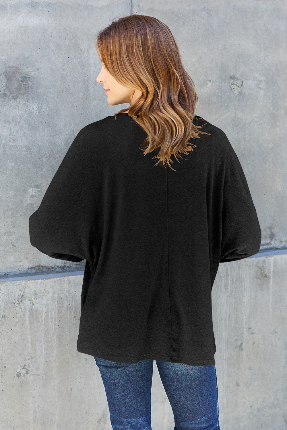 Double Take Full Size Round Neck Long Sleeve Blouse
