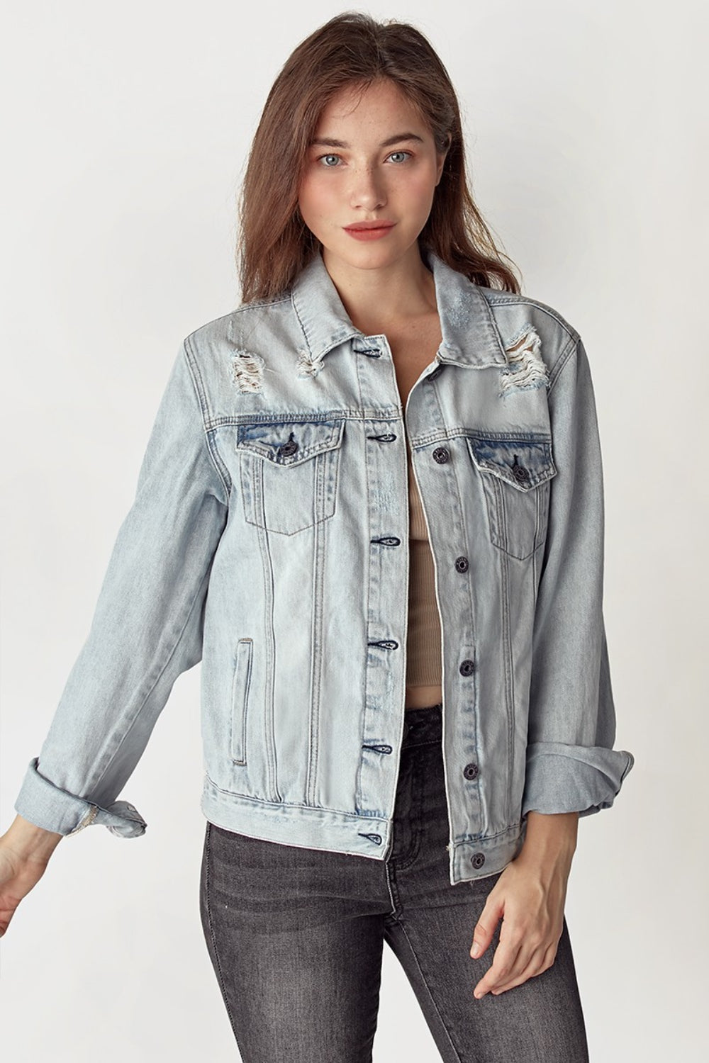 Chaqueta abotonada desgastada RISEN