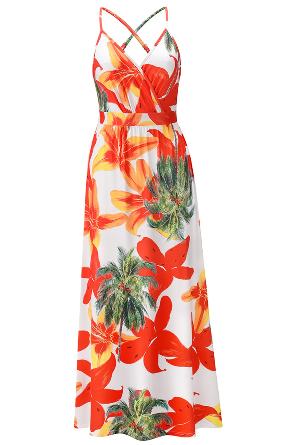 Vestido de tirantes cruzado con estampado cruzado